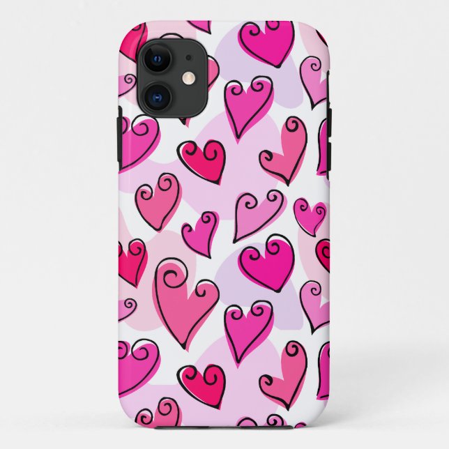 Girly Pink Hearts Cute Romantic Valentines Day  Case-Mate iPhone Case (Back)