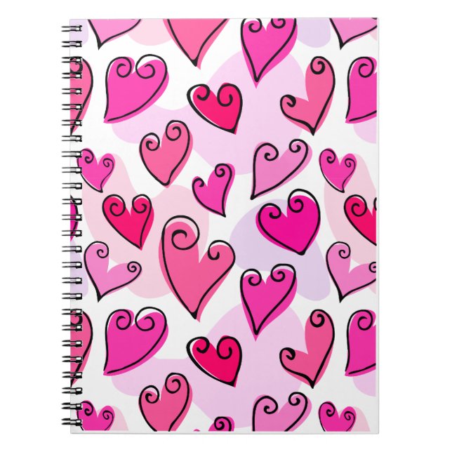 Girly Pink Hearts Cute Romantic Valentines Day  Notebook (Front)