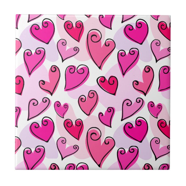 Girly Pink Hearts Cute Romantic Valentines Day  Tile (Front)