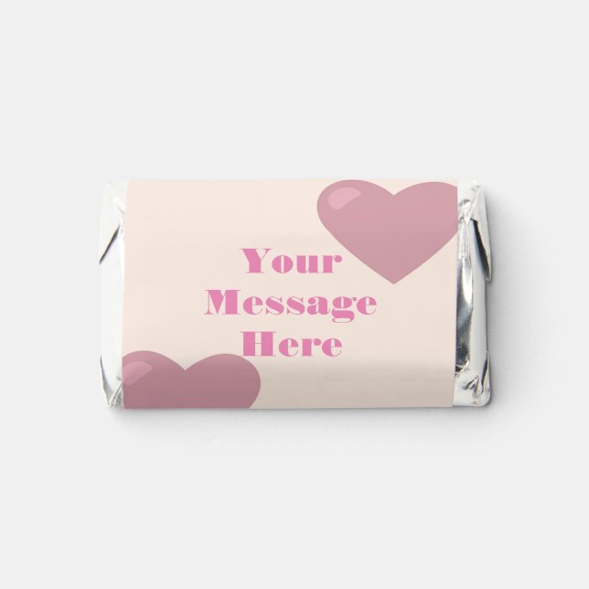 Girly Pink Hearts Pattern Cream Hershey's Miniatures (Front)