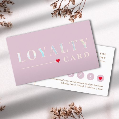 Girly Pink Holographic Beauty Loyalty Card