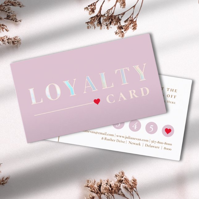 Girly Pink Holographic Beauty Loyalty Card (Creator Uploaded)