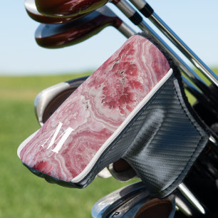 Girly Pink Initial Monogram Golf Head Cover