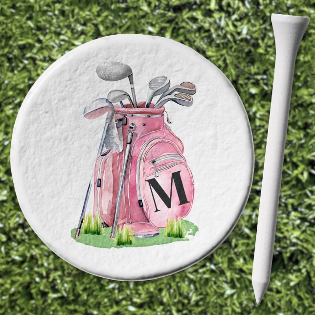 Girly Pink Initial Monogram Golf Tees (Girly Pink Initial Monogram Golf Tees)