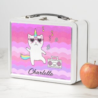 Girly Pink Kawaii Unicorn Cat Personalized 
