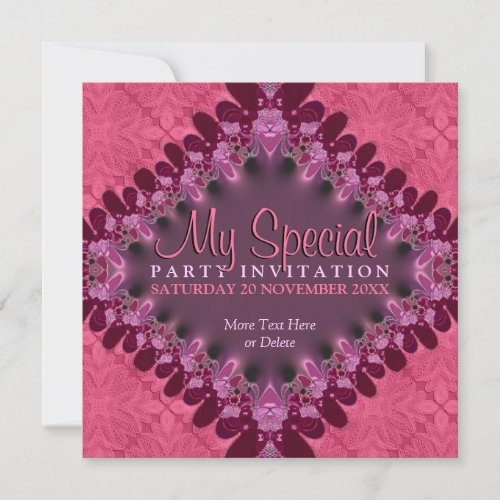 Girly Pink Lace Special Event Party Invitation