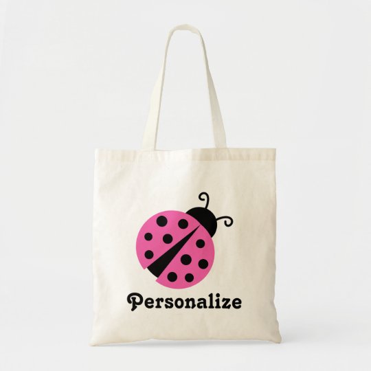 Girly pink ladybug tote bag Cute ladybird design