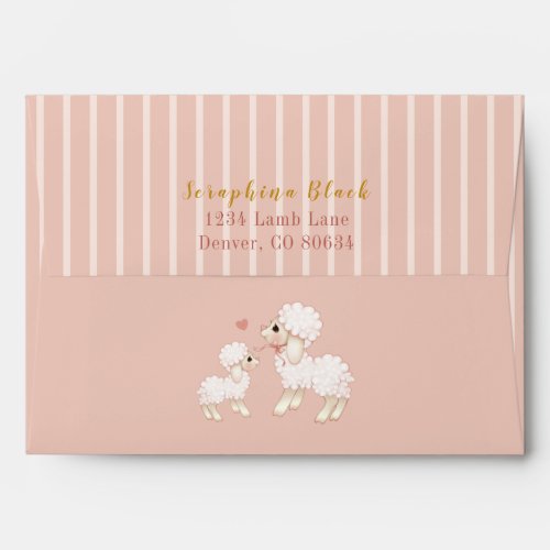 Girly Pink Lamb Baby Shower Invitation Envelope