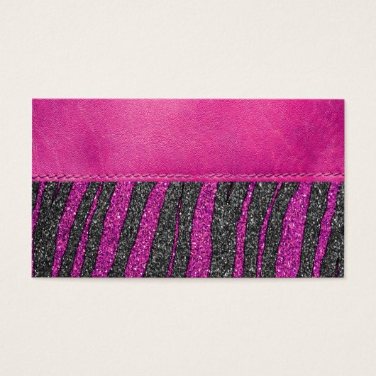 Girly Pink Leather Zebra Pattern Glitter Print (Front)
