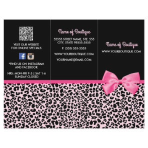 Girly Pink Leopard Print Bow Boutique Brochure