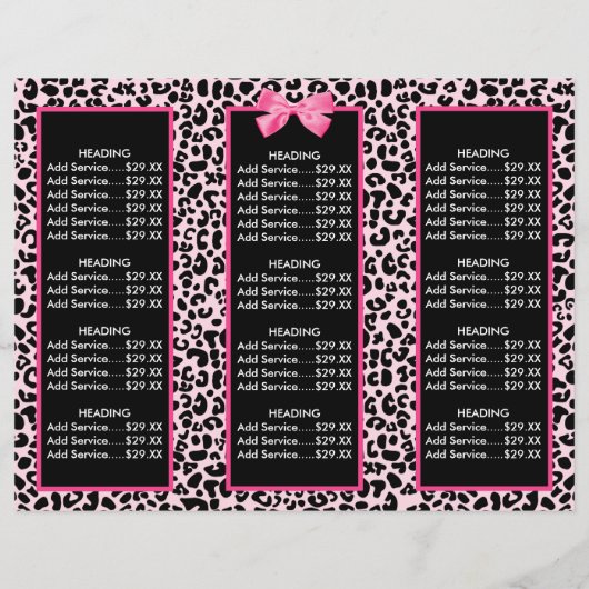 Girly Pink Leopard Print Bow Boutique Brochure (Back)