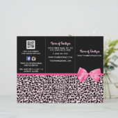 Girly Pink Leopard Print Bow Boutique Brochure (Standing Front)