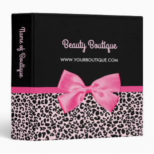 Girly Pink Leopard Print Cute Bow Beauty Boutique Binder
