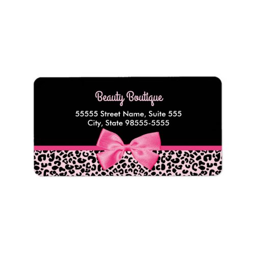 Girly Pink Leopard Print Cute Bow Beauty Boutique Label