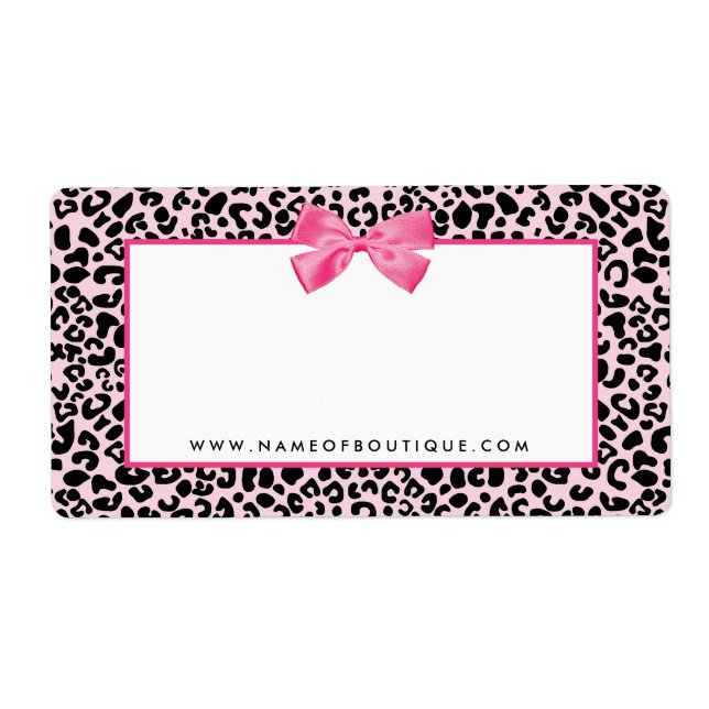 Girly Pink Leopard Print Cute Bow Beauty Boutique Label (Front)
