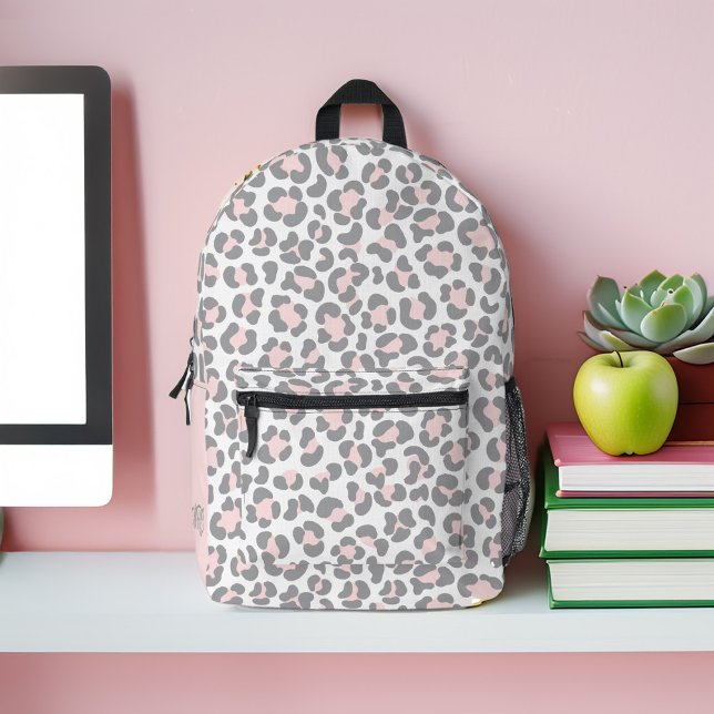 Girly Pink Leopard Print  Personalized Printed Backpack (Creator Uploaded)