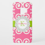 Girly Pink Lime Green Swirls Floral Pattern Case-mate Samsung Galaxy S9 Case at Zazzle