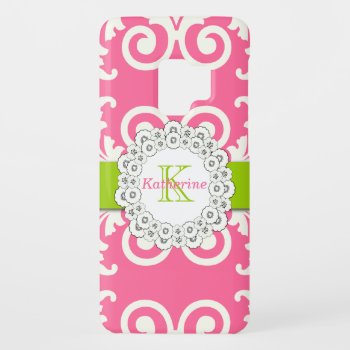 Girly Pink Lime Green Swirls Floral Pattern Case-mate Samsung Galaxy S9 Case by iPhoneCaseGallery at Zazzle