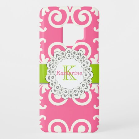 Girly Pink Lime Green Swirls Floral Pattern Case-mate Samsung Galaxy S