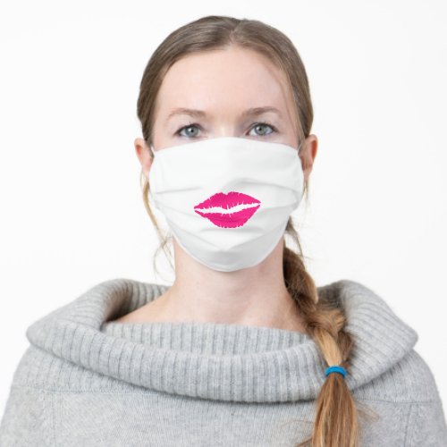 Girly Pink Lips Kiss Lipstick Mouth Cute Woman Adult Cloth Face Mask