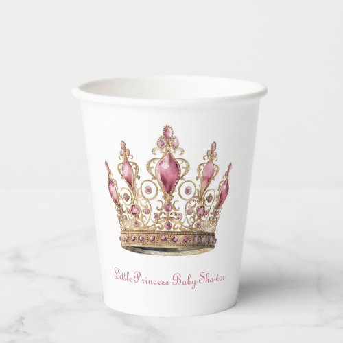 Girly pink little princess baby shower  paper cups