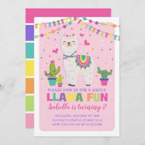 Girly Pink Llama Birthday Party Whole Llama Fun Invitation