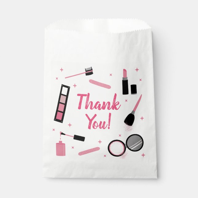Girly Pink Makeup Glamour Birthday Favor Bags (Front)