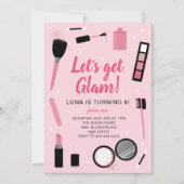 Girly Pink Makeup Glamour Birthday Invitation (Front)