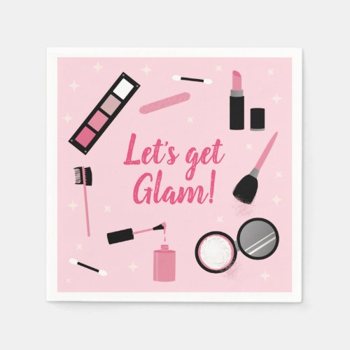 Girly Pink Makeup Glamour Birthday Napkins