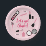 Girly Pink Makeup Glamour Birthday Paper Plates<br><div class="desc">Let's get glam is a fun birthday plate for girls interested it makeup and dressing up. Lipstick,  blush,  and nail polish in sparkly pink will be a fun theme for any party.</div>