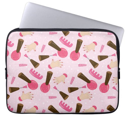 Girly Pink Manicurist Nail Polish Pretty Pattern Laptop Sleeve