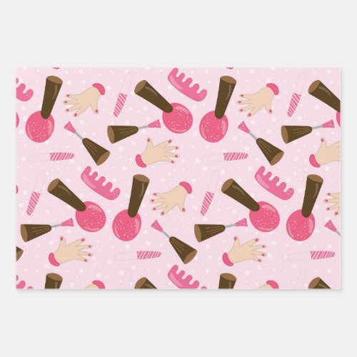 Girly Pink Manicurist Nail Polish Pretty Pattern Wrapping Paper Sheets