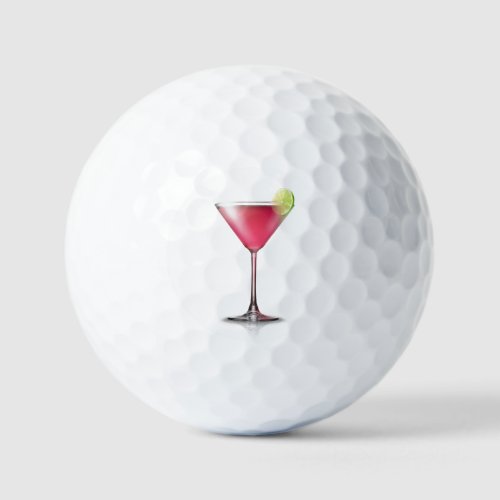 Girly Pink Martini Glass Drink Golf Balls