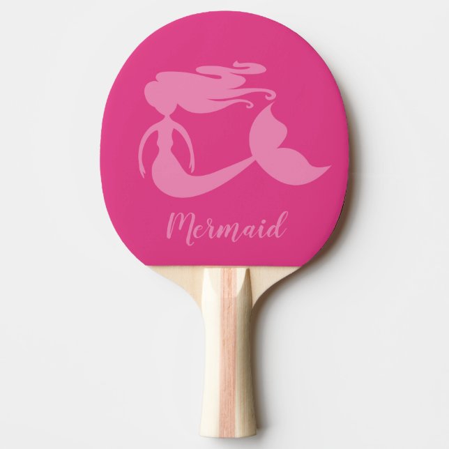 Girly pink mermaid personalized table tennis ping pong paddle (Front)