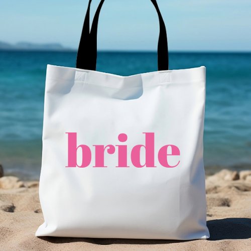 Girly Pink Minimalist Personalized Bride Tote