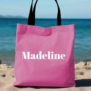 Girly Pink Minimalist Personalized Tote Bag