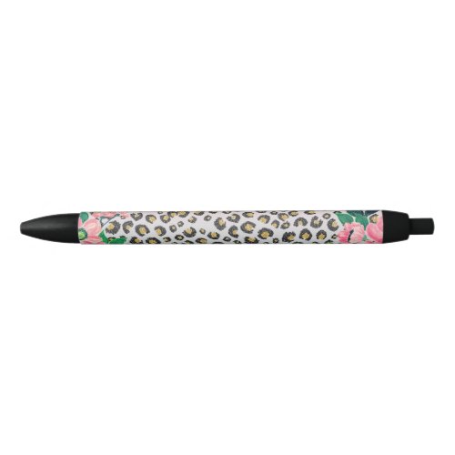 Girly Pink Mint Ombre Floral Glitter Leopard Print Black Ink Pen