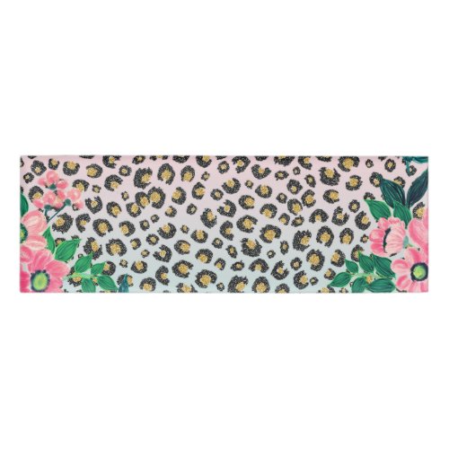 Girly Pink Mint Ombre Floral Glitter Leopard Print Name Tag
