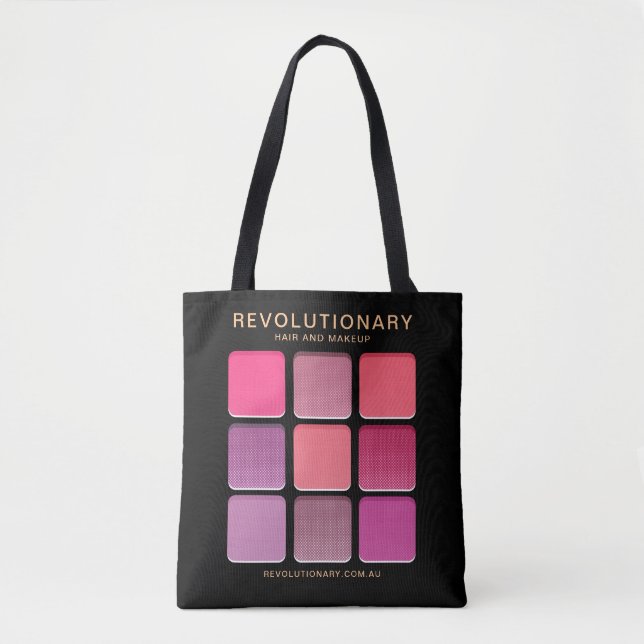 Girly Pink Modern  Business Name Makeup Artist Tote Bag (Front)