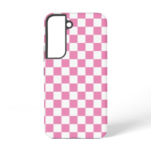 Girly Pink Modern Checkered Checkerboard Pattern Samsung Galaxy S22 Case