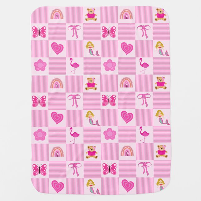 Girly Pink Modern Kids  Baby Blanket (Front)