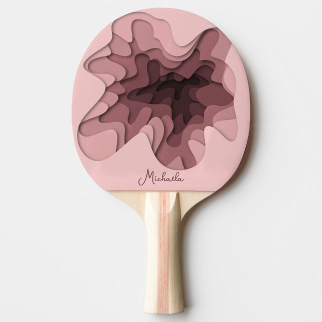 Girly Pink Modern Personalized Ping Pong Paddle (Front)