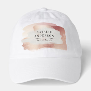 Girly Pink Modern Watercolour Branding Sign Hat