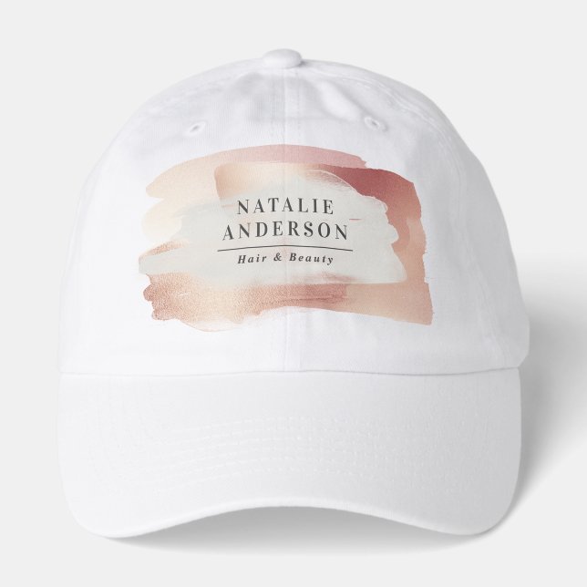 Girly Pink Modern Watercolour Branding Sign Hat (Front)