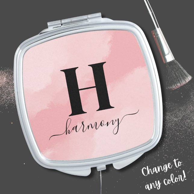 Girly Pink Monogram Compact Mirror (Girly Pink Monogram Compact Mirror )