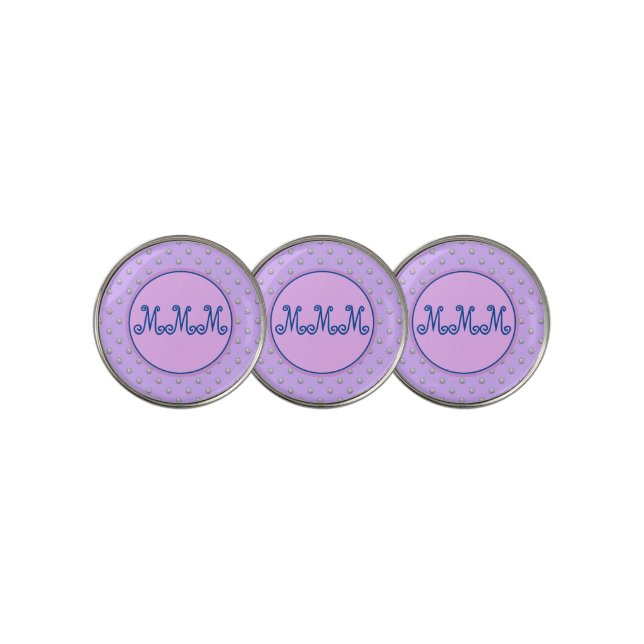 Girly Pink Monogram Golf Ball Markers - Set of 3 (3 Up)