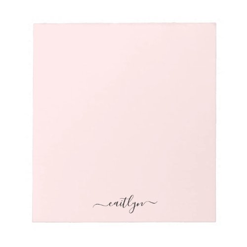 Girly Pink Monogram Modern Script Personalized Notepad