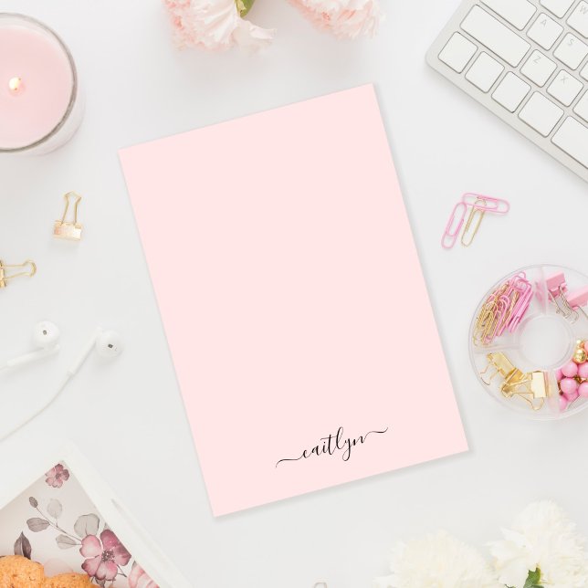 Girly Pink Monogram Modern Script Personalized Post-it Notes (Creator Uploaded)