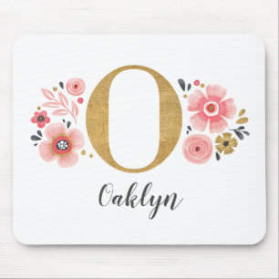 Girly Pink Monogram Mouse Pad