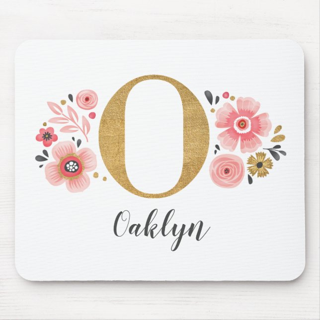Girly Pink Monogram Mouse Pad (Front)
